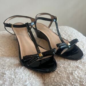 Kate Spade Black Strappy Wedge Sandals size 8
